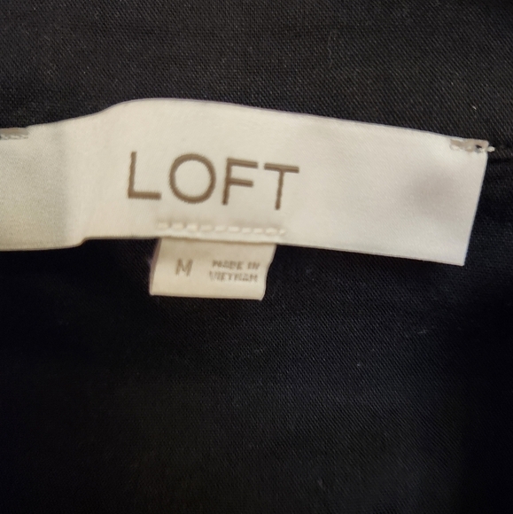 LOFT Size Medium Black Cotton/Rayon Summer Dress With Ruffle Hem NWOT - Picture 5 of 6